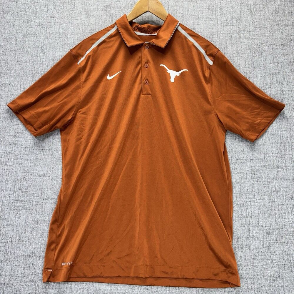 Texas Longhorns Nike Polo Shirt Men's Size Large Orange Dri-Fit